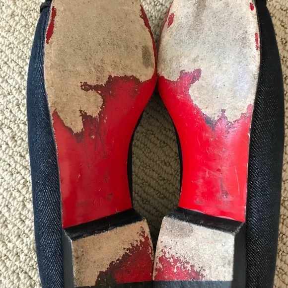 Christian Louboutin Black and Silver Embellished Flats - Picture 4 of 8